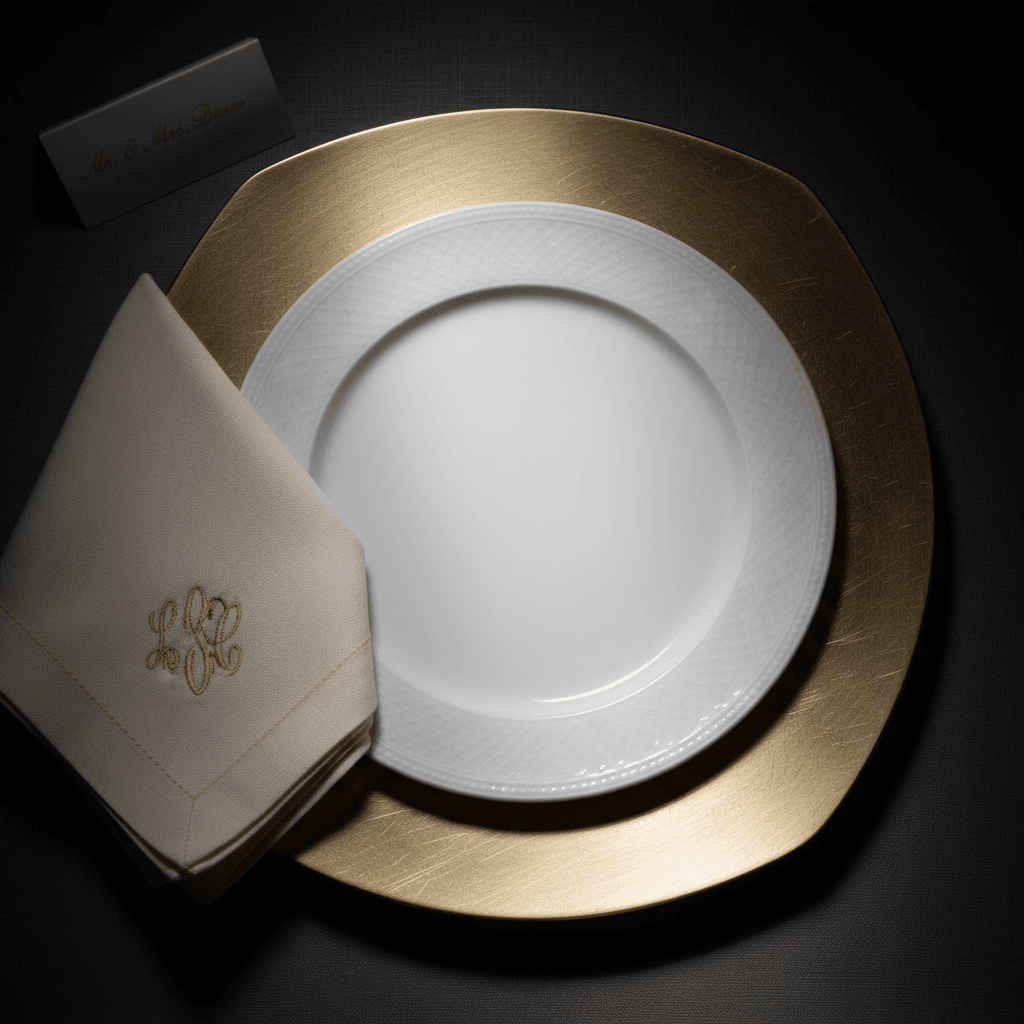 Decorative charger plate in formal place setting