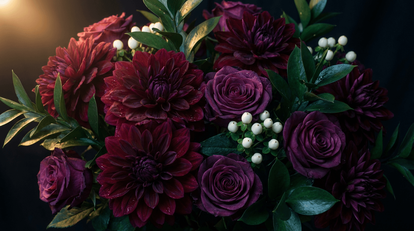 Event stylist arranging an elegant black and gold centerpiece